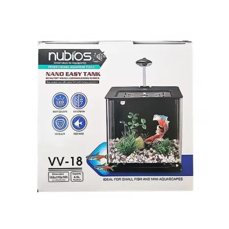 Nubios Nano Easy Tank 4,5 L Siyah Filtreli LED Aydınlatmalı Nano Akvaryum