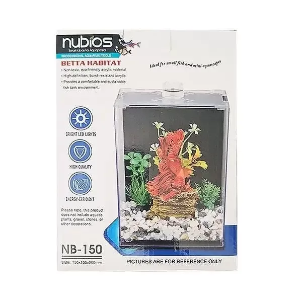 Nubios Betta Akvaryum Habitat Nano Tank 15×10×20cm
